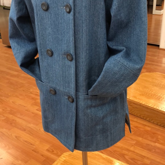 Women’s double breasted denim pea coat, made in US - Picture 5 of 6